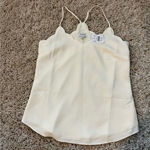 J. Crew Scalloped Off White Top, Size 00, NWT